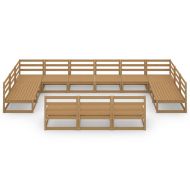 Градински лаундж комплект от 13 части, борово дърво масив