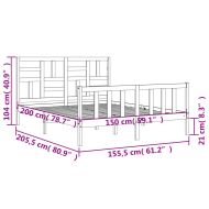 Рамка за легло с табла бяла King Size масивно дърво