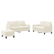 Комплект дивани от 3 части с възглавници, кремав, кадифе