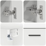 Комплект мебели за баня 2 pcs Бяло Конструирано дърво и метал.