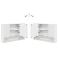 Комплект мебели за баня 2 pcs Бяло Конструирано дърво и метал.