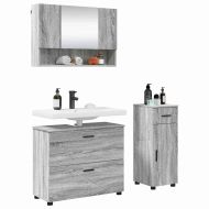 Комплект мебели за баня с чекмедже с рафт 3 pcs Сив Сонома