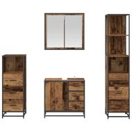 Комплект мебели за баня 4 pcs Старо дърво Инженерно дърво