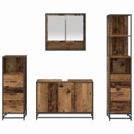 Комплект мебели за баня 4 pcs Старо дърво Инженерно дърво