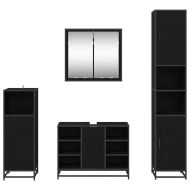 Комплект мебели за баня с рафт 4 pcs Черния дъб Инженерно дърво