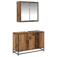 Комплект мебели за баня 2 pcs Старо дърво Инженерно дърво