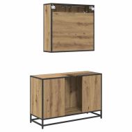 Комплект мебели за баня с рафт 2 pcs Дъб Инженерно дърво