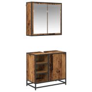 Комплект мебели за баня 2 pcs Старо дърво Инженерно дърво