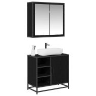 Комплект мебели за баня с рафт 2 pcs Черния дъб Инженерно дърво