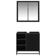 Комплект мебели за баня с рафт 2 pcs Черния дъб Инженерно дърво