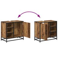 Комплект мебели за баня 3 pcs Старо дърво Инженерно дърво