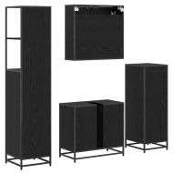 Комплект мебели за баня с рафт 4 pcs Черния дъб Инженерно дърво