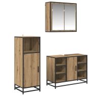 Комплект мебели за баня с рафт 3 pcs Дъб Инженерно дърво