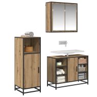 Комплект мебели за баня с рафт 3 pcs Дъб Инженерно дърво