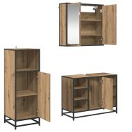 Комплект мебели за баня с рафт 3 pcs Дъб Инженерно дърво