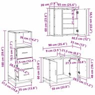 Комплект мебели за баня с чекмедже 3 pcs Дъб Инженерно дърво