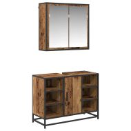 Комплект мебели за баня 2 pcs Старо дърво Инженерно дърво