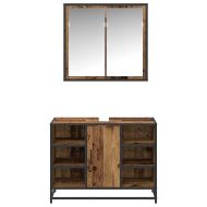 Комплект мебели за баня 2 pcs Старо дърво Инженерно дърво