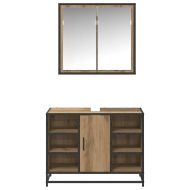 Комплект мебели за баня с рафт 2 pcs Дъб Инженерно дърво