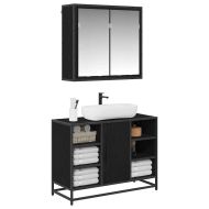 Комплект мебели за баня с рафт 2 pcs Черния дъб Инженерно дърво