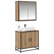 Комплект мебели за баня с рафт 2 pcs Дъб Инженерно дърво