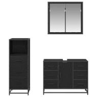 Комплект мебели за баня с рафт 3 pcs Черния дъб Инженерно дърво