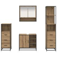 Комплект мебели за баня с чекмедже 4 pcs Дъб Инженерно дърво