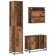 Комплект мебели за баня 3 pcs Старо дърво Инженерно дърво