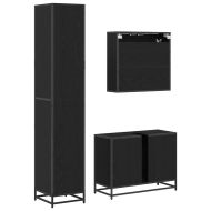 Комплект мебели за баня с рафт 3 pcs Черния дъб Инженерно дърво