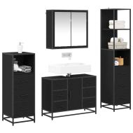 Комплект мебели за баня с рафт 4 pcs Черния дъб Инженерно дърво