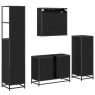 Комплект мебели за баня с рафт 4 pcs Черния дъб Инженерно дърво