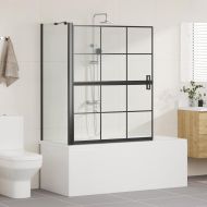 Екран за душ и вана Черен и прозрачен 116 x 68 x 128 см