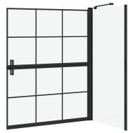 Екран за душ и вана Черен и прозрачен 116 x 68 x 128 см