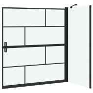 Екран за душ и вана Черен и прозрачен 116 x 68 x 128 см