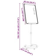 Магнитна бяла дъска с колело Бял и сив 62 x 62 x 195 см EPS