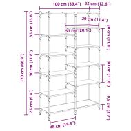 Рафт за книги дъб артизан 100 x 32 x 170 см Инженерно дърво