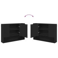 Шкаф с огледало за баня Черно 80 x 17 x 55 см Инженерно дърво