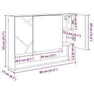 Шкаф с огледало за баня Черно 80 x 17 x 55 см Инженерно дърво