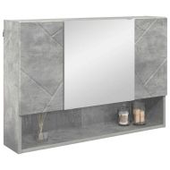 Шкаф с огледало за баня с врата Бетонно сиво 80 x 17 x 55 см