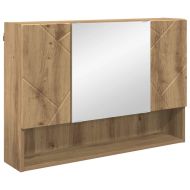 Шкаф с огледало за баня с врата дъб артизан 80 x 17 x 55 см