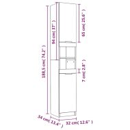 Комплект шкафове за баня от 5 части инженерно дърво Сив сонома