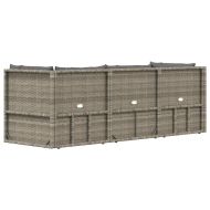 Градински лаундж комплект с възглавници 3 части сив полиратан