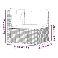 Градински лаундж комплект с възглавници 3 части сив полиратан