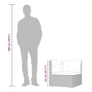 Градински лаундж комплект с възглавници 3 части сив полиратан