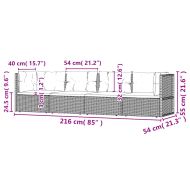 Градински лаундж комплект с възглавници 4 части сив полиратан