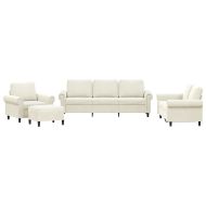 Комплект дивани от 4 части с възглавници, кремав, кадифе