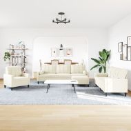 Мека мебел от 4 части с възглавници и болстери кремав кадифе