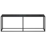 Конзолна маса, черна, 220x35x75,5 cм, закалено стъкло