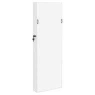 Огледален шкаф за бижута, стенен монтаж, бял, 30x8,5x90 см