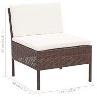 Градински комплект с възглавници, 5 части, кафяв полиратан